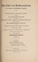 view Ein Fall von Hodensarkom bei einem zweijährigen Knaben ... / Friedrich Scheel.