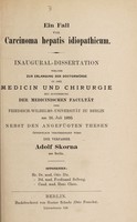 view Ein Fall von Carcinoma hepatis idiopathicum ... / Adolf Skorna.