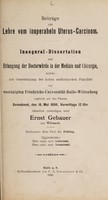 view Beiträge zur Lehre von inoperabeln Uterus-Carcinom ... / Ernst Gebauer.