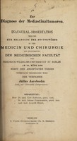 view Zur Diagnose der Mediastinaltumoren ... / Julius Jacobsohn.