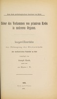 view Ueber das Vorkommen von primärem Krebs in mehreren Organen ... / vorgelegt von Joseph Koch.