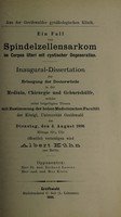 view Ein Fall von Spindellensarkom im Corpus Uteri mit cystischer Degeneration ... / Albert Kühn.