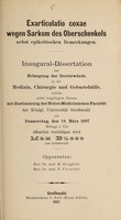 view Exarticulatio coxae wegen Sarkom des Oberschenkels nebst epikritischen Bemerkungen ... / Max Busse.