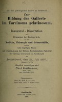 view Über Bildung der Gallerte im Carcinoma gelatinosum ... / Carl Heilmann.