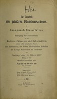 view Zur Casuistik der primären Dünndarmsarkome ... / Robert Heinze.