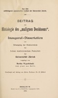 view Beitrag zur Histologie des "malignen Deciduoms" ... / vorgelegt von Martha Wygodzinski.