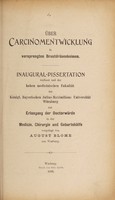 view Über Carcinomentwicklung in versprengten Brustdrüsenkeimen ... / vorgelegt von August Blume.