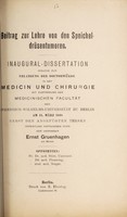 view Beitrag zur Lehre von den Speicheldrüsentumoren ... / Ernst Gruenhagen.