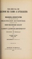 view Ein Fall von Melanosarkom der Haut mit Metastasenbildung und nachfolgender Kompressionsmyelitis ... / vorgelegt von Georg Jungblut.