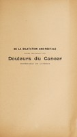 view De la dilation ano-rectale comme traitement des douleurs du cancer inopérable de l'utérus / par Camille Gaubert.