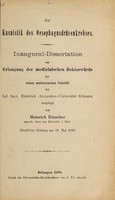 view Zur Kasuistik des Oesophagusdrüsenkrebs ... / vorgelegt von Heinrich Kinscher.