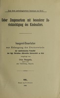 view Ueber Zungensarkom mit besonderer Berücksichtigung des Kindesalters ... / vorgelegt von Otto Naegele.