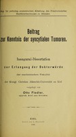 view Beitrag zur Kenntnis der syncytialen Tumoren ... / vorgelegt von Otto Fiedler.