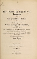 view Das Trauma als Ursache von Tumoren ... / Carl Goede.