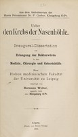 view Ueber den Krebs der Nasenhöhle ... / vorgelegt von Hermann Wolter.