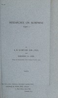 view Researches on morphine. Pt. 1 / by S.B. Schryver and and Frederic H. Lees.