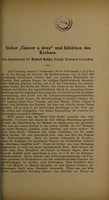 view Ueber "Cancer à deux" und Infektion des Krebses / von Robert Behla.