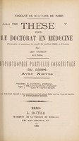 view Hypertrophie partielle congénitale du corps avec nœvus ... / par Léon Grimaud.