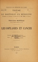 view Leucoplasies et cancer ... / par Pedro-Léon Mantilla.