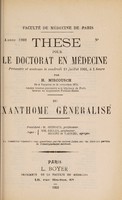 view Du xanthome généralisé ... / par H. Mircousch.