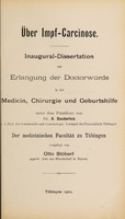 view Über Impf-Carcinose ... / vorgelegt von Otto Stöberl.