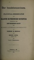 view Über Inoculationscarcinome ... / von Bruno Cohn.