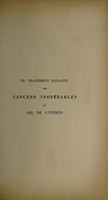 view Du traitement pallatif des cancers inopérables du col de l'uterus ... / par Antoine Lemasson.