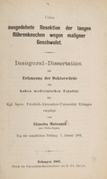 view Ueber ausgedehente Resektion der langen Röhrenknochen wegen maligner Geschwulst ... / vorgelegt von Shinobu Matsuura.