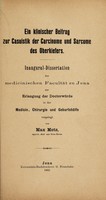 view Ein klinischer Beitrag zur Casuistik der Carcinome und Sarcome des Oberkiefers / vorgelegt von Max Metz.