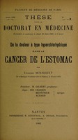 view De la douleur à type hyperchlorhydrique dans le cancer de l'estomac / par par Léandre Moussault.