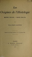 view Les origines de l'histologie : Malpighi-Ruysch.