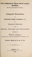 view Ueber oropharyngeale Tumoren und ihre operative Behandlung ... / vorgelegt von Wilhelm Gähtgens.