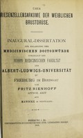 view Über Riesenzellensarkome der weiblichen Brustdrüse ... / von Fritz Rienhoff.