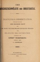 view Über Mischgeschwülste der Brustdrüse ... / vorgelegt von Ernst Rosenberg.