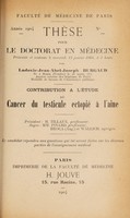 view Contribution à l'étude du cancer du testicule ectopié à l'aine ... / par Ludovic-Jean-Abel-Joseph Burgaud.