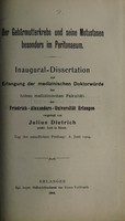 view Der Gebärmutterkrebs und seine Metastasen besonders im Peritonaeum ... / vorgelegt von Julius Dietrich.