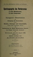 view Spontangangrän des Vorderarmes : a) durch Muskelsarkom b) durch Kompression ... / Alfred Laufer.