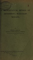 view A microscopical method of determining molecular weights / by George Barger.