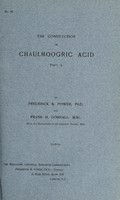view The constitution of chaulmoogric acid : Pt. 1 / by Frederick B. Power and Frank H. Gornall.