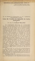 view Ueber die Ursachen der Malignität der Krebsgeschwülste / von Ferdinand Blumenthal.