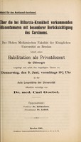 view Über die bei Bilharzia-Krankheit vorkommenden Blasentumoren mit besonderer Berücksichtigung des Carcinoms ... / Carl Goebel.