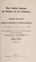 view Über multiple Adenome des Rectum und des Dickdarms ... / Oskar Meyer.