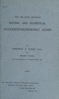 view The relation between natural and synthetial glycerylphosphoric acids / by Frederick B. Power and Frank Tutin.