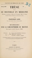 view Recherches sur la sarcosporidie du mouton, Sarcocystis tenella (Railliet, 1886) ... / par Francisque Janin.