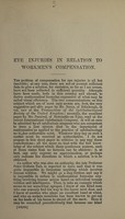 view Eye injuries in relation to workmen's compensation / [by Freeland Fergus?].