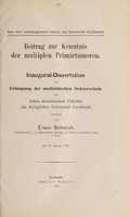 view Beitrag zur Kenntnis der multiplen Primärtumoren ... / vorgelegt von Erwin Schmidt.