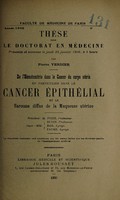 view De l'hématométrie dans le cancer du corps utérin : en particulier dans le cancer épithélial et le sarcome diffus de la muqueuse utérine ... / par Pierre Verdier.