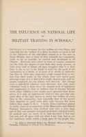 view The influence on national life of military training in schools : [an address delivered before the Medical Officers of Schools, Thursday, February 15, 1906] / by T.C. Horsfall.
