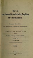 view Über ein carcinomatös entartes Papillom der Tränenkarunkel ... / vorgelegt von Leo Münz.