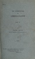 view The constitution of umbellulone. Pt. 2 / by Frank Tutin.